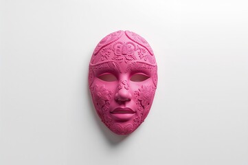 Top-down close-up of a pink cosmetic clay mask on a plain white background