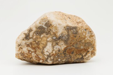 Obraz premium Metamorphic rock sample of gneiss displayed against a white backdrop