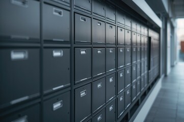 Residential building featuring gray mailboxes