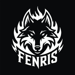 Wolf Head Fire Logo Vector Illustration with black background .