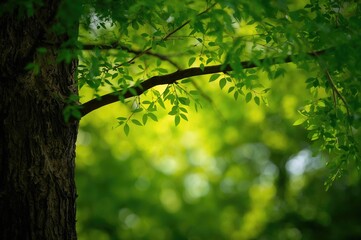 Fototapeta premium Tree With Green Bokeh Lights