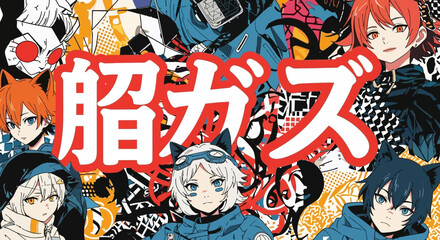 Obraz premium Vocaloid Song Featuring Cat Like Characters and Energetic Graffiti Art Style
