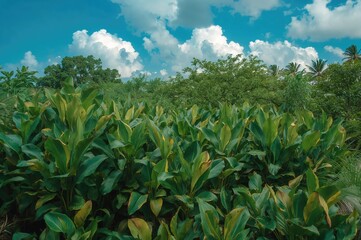Obraz premium Lush greenery thriving in a tropical park setting