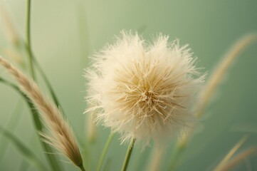 Obraz premium Soft onopordum seeds backdrop with floral and grass elements in summer