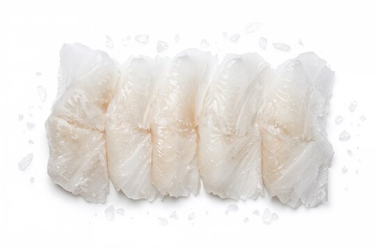 Isolated frozen fish fillets on a white background