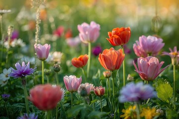 Obraz premium Blooms thriving in scenic European meadows