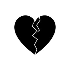 Red broken heart icon flat design scalable vector graphic silhouette