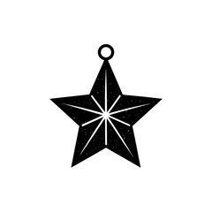 Pink glitter star ornament with hanging loop vector illustration silhouette