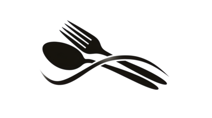 Minimal Spoon and Fork Logo Isolated on White Background – Modern Restaurant Emblem, Kitchen Utensil Icon, Food Service Branding Symbol for Cafe, Catering, and Culinary Design