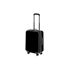 Red wheeled suitcase vector illustration for travel and luggage silhouette