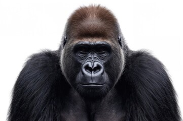 Obraz premium Primate species from the family Hominidae against a plain white backdrop