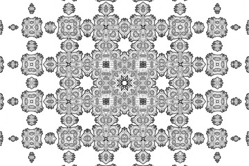 Vintage black and white seamless damask pattern wallpaper with ornate floral elements and retro vector ornament design for fabric and textile decoration