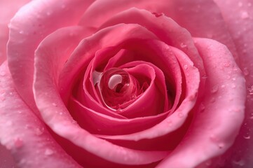 Close-up of delicate rose petals with a water drop resting on the surface, perfect for a greeting card background.