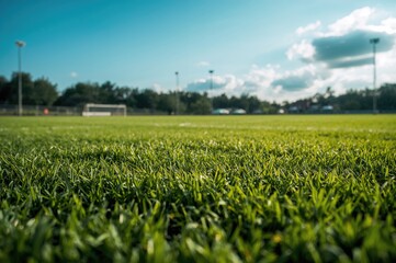 Lush green turf on a soccer pitch