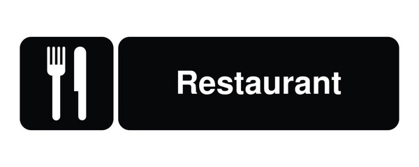 Restaurant DOT Pictogram with Explanation – Fork and Knife Silhouette for Food Service Signage High-Quality Vectorial Stock Image