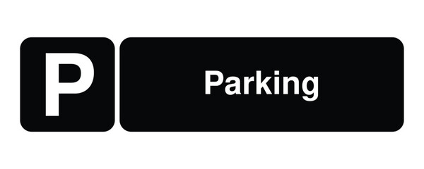 Parking pictogram with “P” symbol with Explanation – minimal signage icon for transport zones, urban navigation, and civic UI systems – High-Quality Vectorial Stock Image
