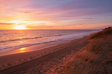 Obraz premium Sunset at a coastal shore