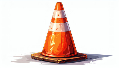 Traffic cone construction tool icon isolated on white background, safety cone illustration, roadwork and construction equipment graphic, warning cone vector design