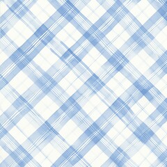 Blue Plaid Floral Flowers Seamless Pattern
