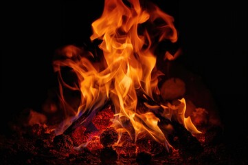 High-resolution backdrop featuring a burning fireplace with glowing embers and flames.