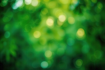 Fototapeta premium Blurred photos and bokeh effects on a green textured backdrop, symbolizing fresh nature.