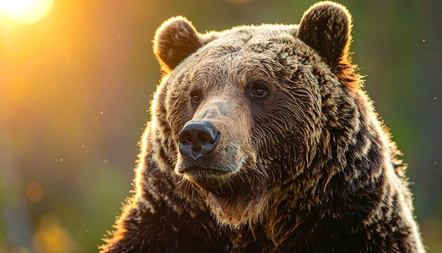 Grizzly bear in golden sunlight