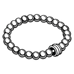 Obraz premium Silhouette of beaded bracelet isolated on a white background