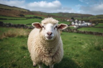Obraz premium Amusing sheep enjoying the outdoors