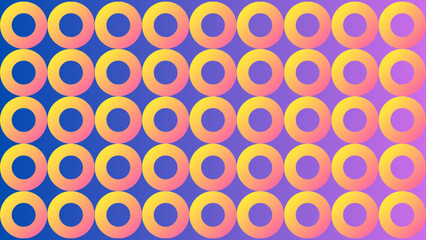 Fototapeta premium Pattern of Gradient Yellow Rings on a Purple and Blue Ombre Background