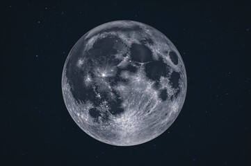 Fototapeta premium Detailed close-up of a full lunar orb revealing surface features