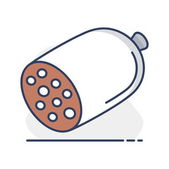 Cooked Lard Sausage Flat Vector Icon