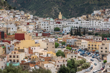 Obraz premium View of Moulay Driss Zerhoun, a city in Meknes region famous for being the site of the tomb of Idris I, Morocco.