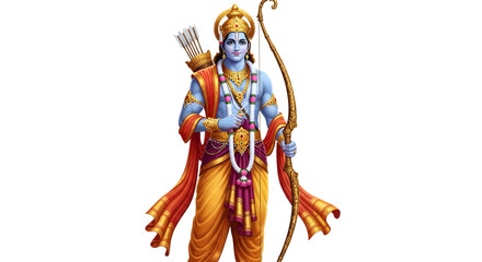 Fototapeta premium Lord Rama illustration with bow and arrow Hindu God Indian deity