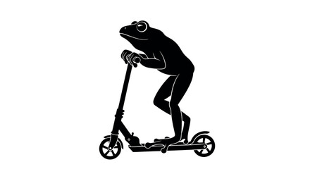 Whimsical Frog on Scooter Silhouette Graphic for Creative Projects and Design Applications Promoting