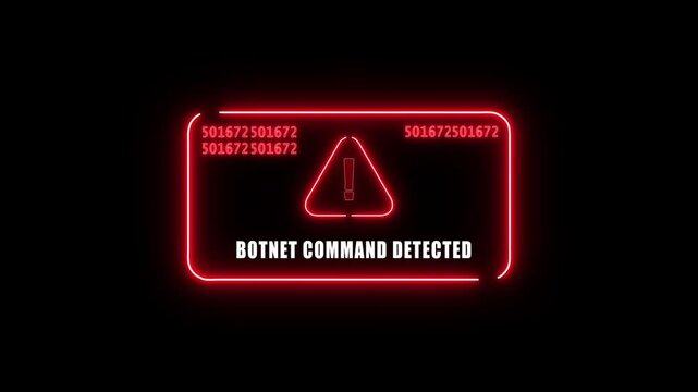  botnet command detected  Alert. Warning security breach computer hacking warning message hacked Warning symbol on the screen privacy protection data hacking malware virus Danger sign. 