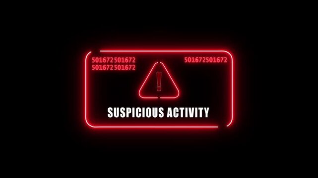  suspicious activity Alert. Warning security breach computer hacking warning message hacked Warning symbol on the screen privacy protection data hacking malware virus Danger sign. 