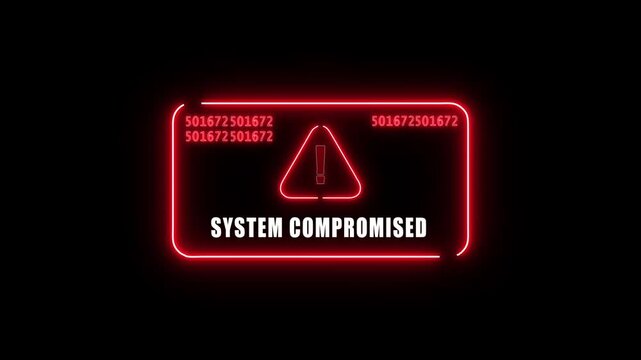  system compromised   Alert. Warning security breach computer hacking warning message hacked Warning symbol on the screen privacy protection data hacking malware virus Danger sign. 