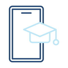 Digital Learning Icon Color Outline Style. Vector Illustration Design