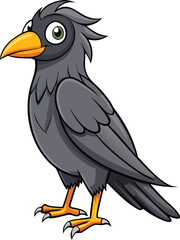 Obraz premium Cartoon crow with bright orange beak and big eyes