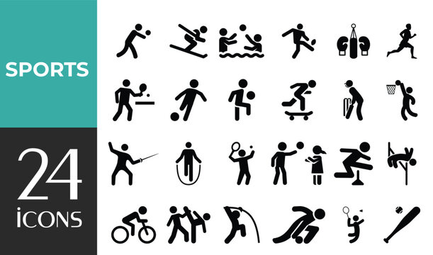 set of sports icons. Football, basketball, volleyball, trophies, competitions, medals, and more are all included. collections of vector icons. - Powered by Adobe
