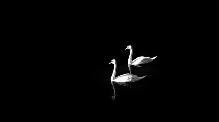 Two swans black and white