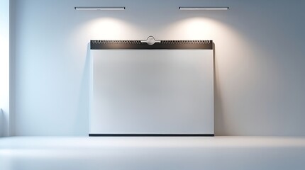 A professional photo of a large-format blank calendar mounted on a wall, isolated against a pristine pure white background, captured in a professional studio setup with high-end product photography.