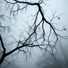 Bare Tree Branches Against Overcast Sky