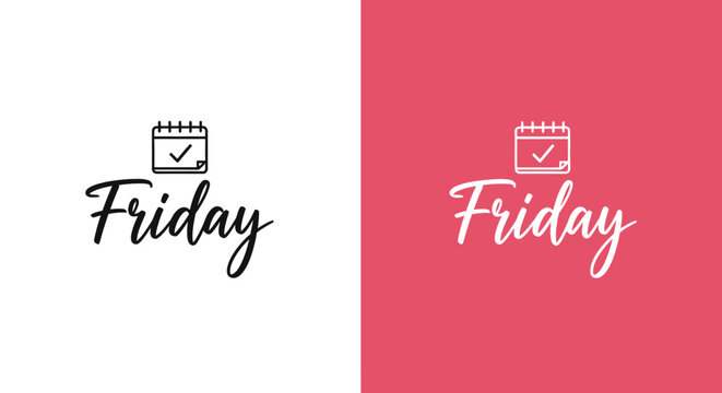 Friday calendar event check mark calligraphy typography illustration design graphic