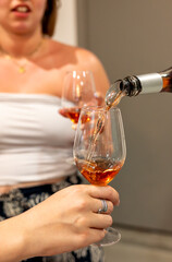 Tasting of Collioure AOC and Banyuls AOC white, rose and red wines, natural sweet grand cru Banyuls fortified dessert wine from old vines from slopes of Catalan Pyrenees in Roussillon, France