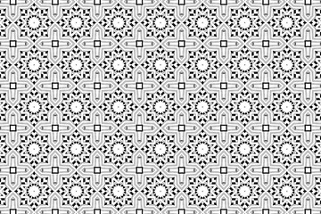 Black vector seamless pattern featuring ornate abstract water drops and floral leaf elements for a decorative texture wallpaper design