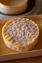 French soft Camembert cheese, original Camembert de Normandie made from raw unpasteurised cow milk