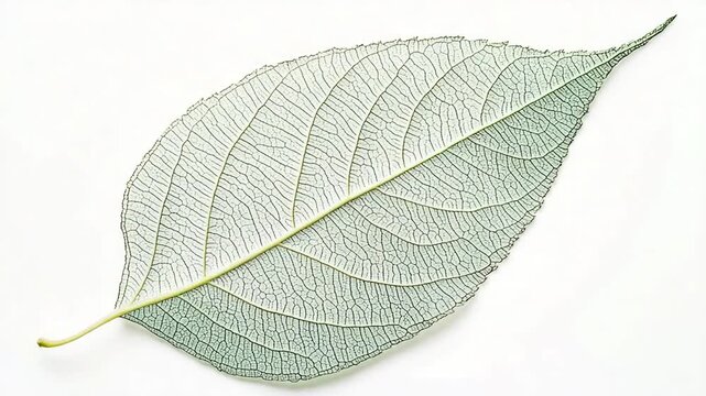 A detailed view of a single leaf on a white background, suitable for use in botanical or scientific illustrations