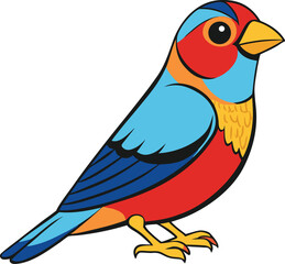 Colorful painted bunting bird illustration with vibrant plumage