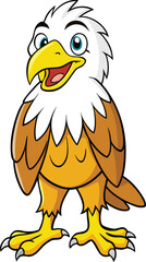 Cute cartoon bald eagle standing with open mouth